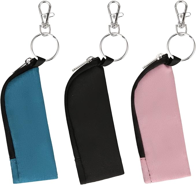 Chapstick Holder Lip Balm/Gloss Sleeve Pouch Portable Lipstick Bag With Hook Gift for Women (3pcs)
