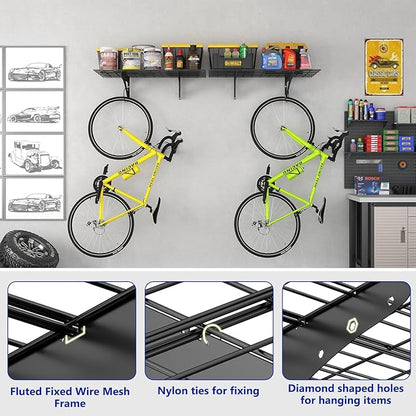 4Pack 2x6ft Garage Shelving Wall Mounted, 2400 Lbs Heavy Duty Garage Wall Shelving Storage Shelves for Basement, Laundry Room, Heavy Duty Floating Shelves Holds Up to(Black), 70.86" x 23.6"