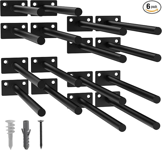LEOPO 16-Pack 10 inch Floating Shelf Brackets, Hidden Shelf Bracket for Wood, Concealed Blind Shelving Support,Invisible Black Coated Brackets for DIY Decorative,Fit for Kitchen, Bathroom,Study Room