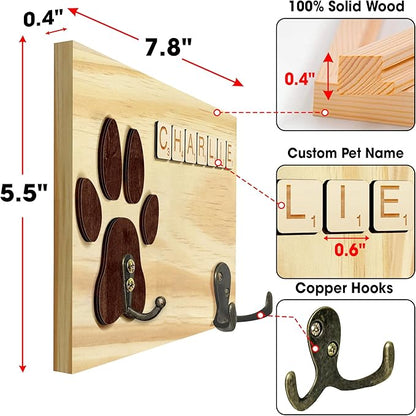 2 Pack Dog Leash Holder Wall Mount, Pet Harness Hanger with Scrabble Letters, Dog Collar Organizer for Entryway, Cat Leash Holder for Wall, Pet Loss Gifts, Keepsake, Home Decor PF218-CBN