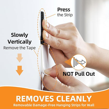 Picture Hanging Strips 80 Strips, Damage Free Removal, Wall Poster Picture Hangers Without Nails, Sticky Hook & Loop Adhesive Strips for Poster/Picture/Home/Office, 40 Pairs/Medium, Black