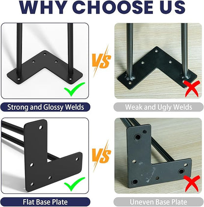 SMARTSTANDARD Hairpin Table Legs 28 Inch, 3/8" Solid Metal Legs for DIY Bench Desk Chairs Dining End Table - Set of 4, Carbon Steel Black Heavy Duty Furniture Legs with Rubber Floor Protectors
