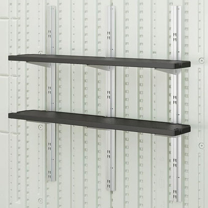 Suncast Vertical Shed 2 Shelf Kit, Space Saving Shelving for Wall Mount Outdoor Storage Structures, 50" W x 11.25" D x 46.75" H, Black