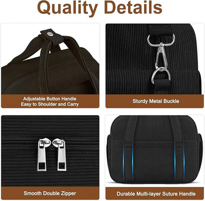 Corduroy Lunch Box Lunch Bag for Women Men, Cute Strawberry Small Insulated Reusable Work Leakproof Simple Lunch Boxes Tote Bag Adults Cooler Bag