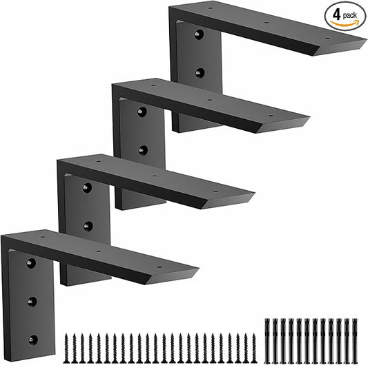 Premium Heavy Duty Countertop Brackets 12 inch 4 Pack (2/5" Thick),Granite Countertop Support 12" x 6" x 2 1/2",Shelf L Bracket Metal Corbels Suitable for Quartz,Wood,Concrete and Laminate Countertops