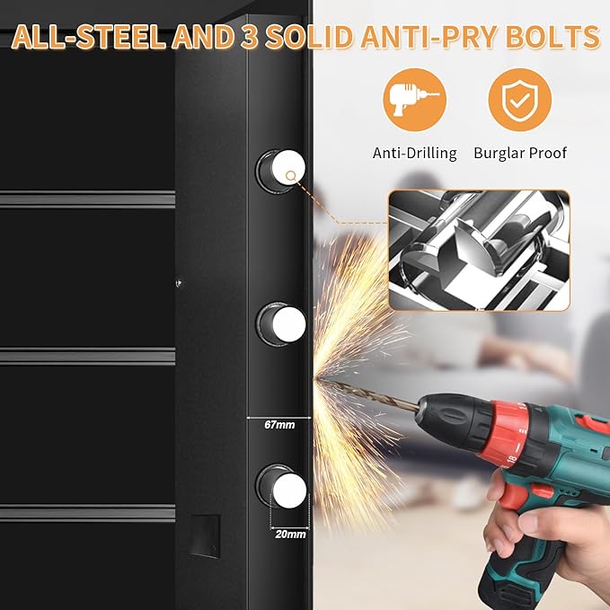 5.0 Cub Large Home Safes Fireproof Wterproof, Anti-theft Fireproof Safe with Programmable Keypad, Spare Keys and Alarm Systerm, Digital Home Security Safe Box for Document Money Medicines