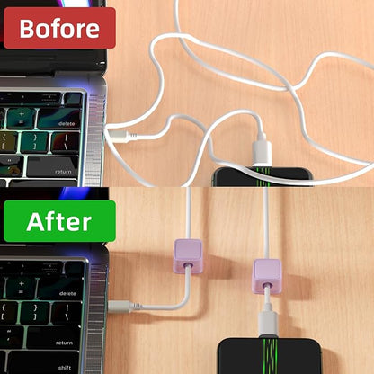8 Pack Magnetic Cord Organizer, Easy Secure Adhesive Cable Management, Wire Holder Keeper Organizer Management, Hide/Organize Phone USB Charger Cable for Home,Office,Car,Desk,Nightstand-Purple