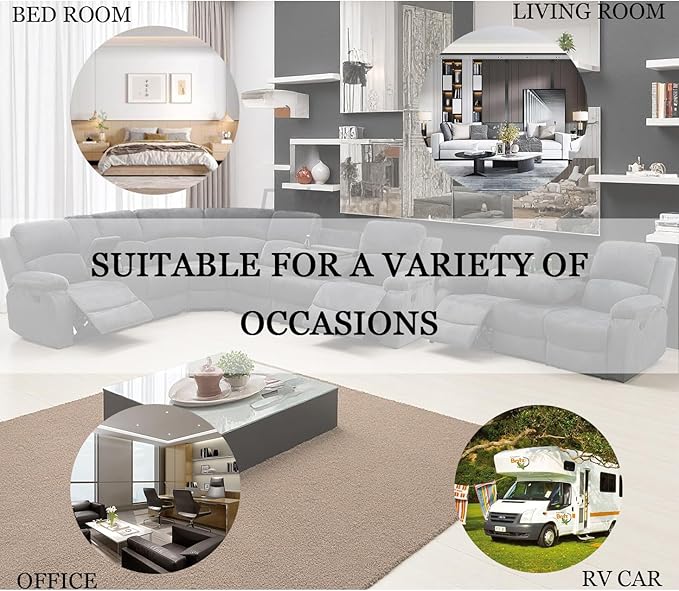 Reclining Sectional Sofa, 4 Pieces Living Room Furniture Sets, Black Leather Sectional Manual Recliner Sofa Set with Drop-Down Table, Cup Holders, Storage Console for Living Room, Bedroom