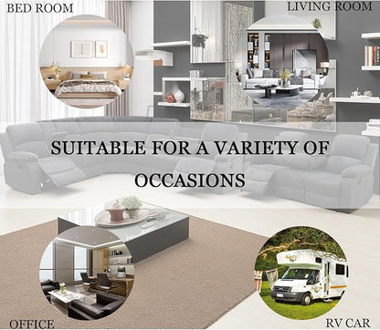 Living Room Furniture Sets, Recliner Sectional Sofa with Cup Holders, Grey Corduroy Reclining Sectional Sofa Set with Drop-Down Table, Storage Console for Living Room, Bedroom, Apartment