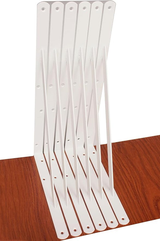 6 Pack L18 x H 12" White Heavy Duty Shelf Brackets with Screws Metal Shelf Brackets Shelf Support Angle Brackets for Shelves L Brackets Heavy Duty Floating Shelf