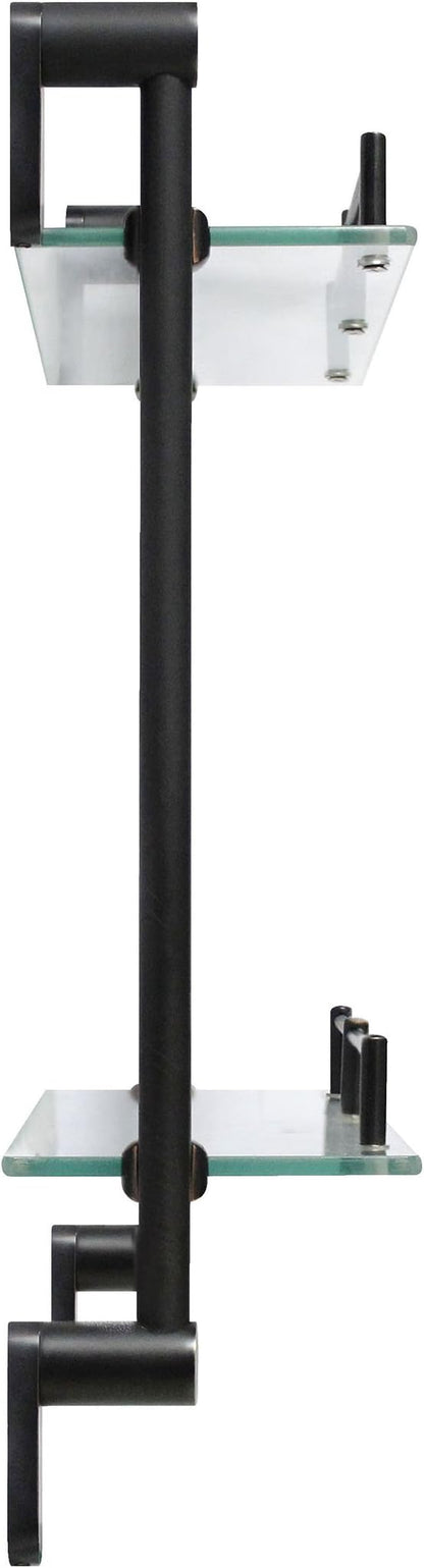 Double Wall Glass Shelf with Pre-Installed Rail - Rubbed Bronze - Oval Series - 5 Year Warrantee