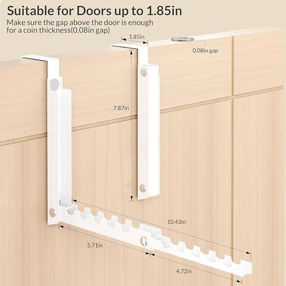 Over The Door Hanger,Foldable Over The Door Storage Hooks with 10 Ridges,Portable Hanging Clothes Drying Rack Door Coat Towels Rack for Small Space Laundry Room Bathroom Closets (1, White)
