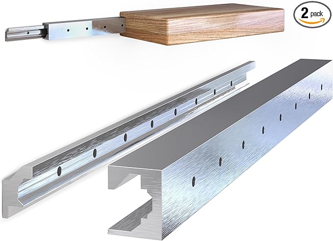 Hovr Solutions Slim 23.75" (2-Foot) Aluminum Floating Shelves Wall Bracket System, 125LB Load Capacity, Hidden Support Bracket Up to 31” Shelf, 2-Pack