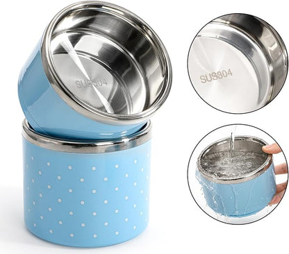 Yopay 3 Tier Insulated Stainless Steel Lunch Box, Portion Control Stackable To go Lunch Container with Thermal Handbag and Cutlery Set for Meal Prep, Salad, Fruits, Picnic, Beach Day, Adults