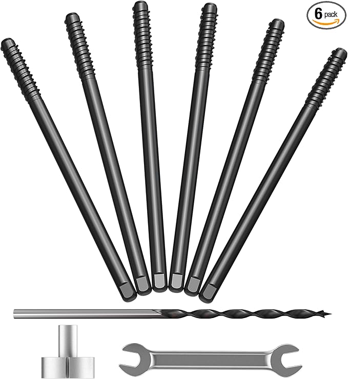 6pcs Heavy Duty Floating Shelf Brackets for 3/4" to 1.75" Boards, Invisible Blind Shelf Support Kit with CNC Drilling Jig, Double-Threaded Rods for DIY Custom Floating Shelves, 125lbs (6 inch-6pcs)