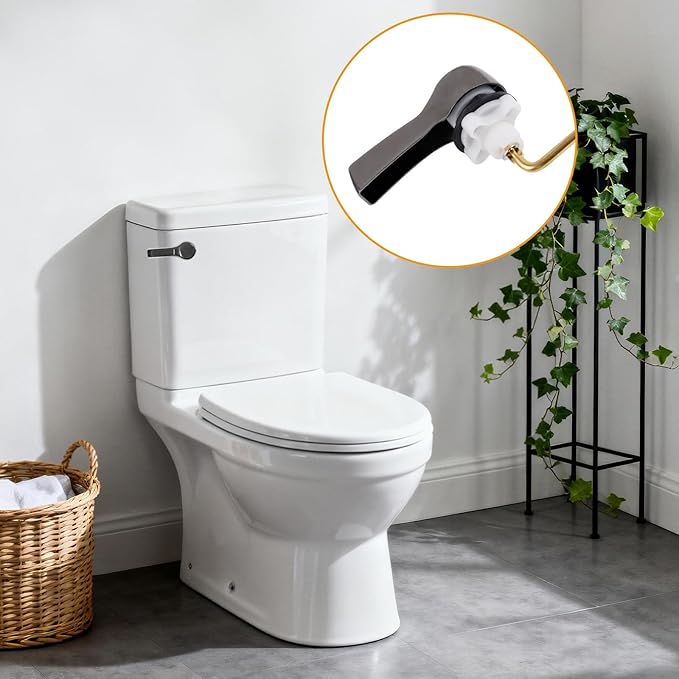 Hibbent Universal Metal Front Mount Toilet Handle Replacement Kit, Brass Toilet Flush Tank Lever with Stainless Steel Flapper Chains for Most Toilets, Gunmetal Gray