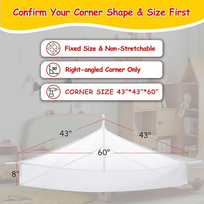 X-Large Stuffed Animal Net Hammock Corner (Fixed Size Min 3’6” Right-angled Corner Space Each Side, Non-Stretchable) Toy Organizer for Plushies Teddy and Squishmallow (White, X-Large)