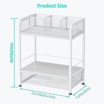 HapiRm Makeup Organizer Countertop with Drawer - Large Capacity Vanity Organizer with Dividers, Bathroom and Bedroom Desk Cosmetic Display Case for Storage Skincare, Makeup Brush, Dresser, Perfume