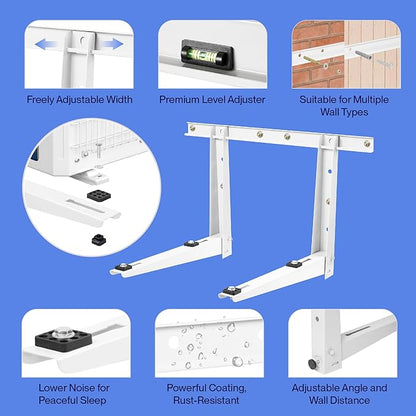 Della Outdoor Wall Mounting Bracket for Ductless 6000-36000 BTU Mini Split, Compressor and Heat Pump System, Easy to Install Universal Heavy Duty Mini Split Bracket, Supports up to 485 LBS
