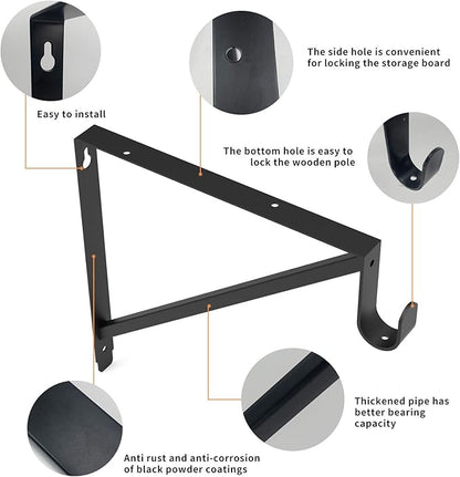 Heavy Duty Closet Rod & Shelf Brackets Clothes Hanger Pole Support Bracket Black 3 Pack