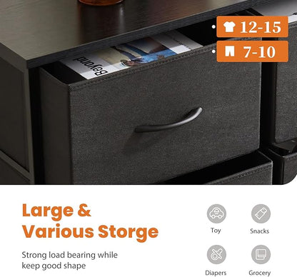 Sweetcrispy Tall Dresser for Bedroom, Drawer Dresser Organizer Storage Drawers with 10 Drawers, Chest of Drawers with Fabric Bin, Steel Frame, Wood Top for Bedroom, Closet, Entryway