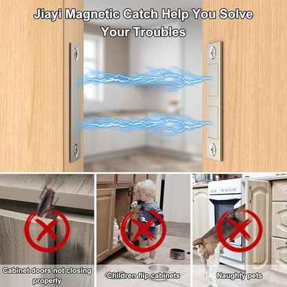 Cabinet Magnet Jiayi Door Catch, 8 Pack Ultra Thin Cabinet Door Magnetic 30 LB Kitchen Drawer Magnets Closures, Door Magnetic Catch Cupboard Double Magnets Latch for Wardrobe Closet Door Closing