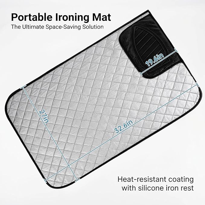 Magnetic Ironing Mat - Portable Ironing Board for Table Top, Home, Laundry, Travel, Office, RV