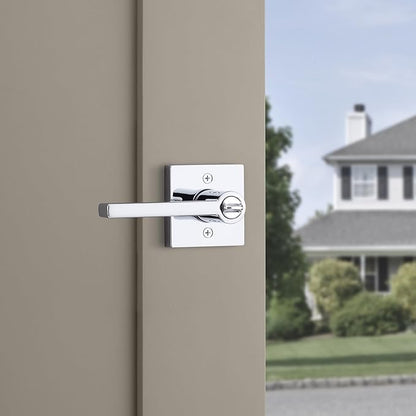 Kwikset Halifax Entry Door Handle with Lock and Key, Secure Keyed Reversible Lever Exterior, for Front Entrance and Bedrooms, Polished Chrome, 4 Pack, Pick Resistant SmartKey Rekey Security