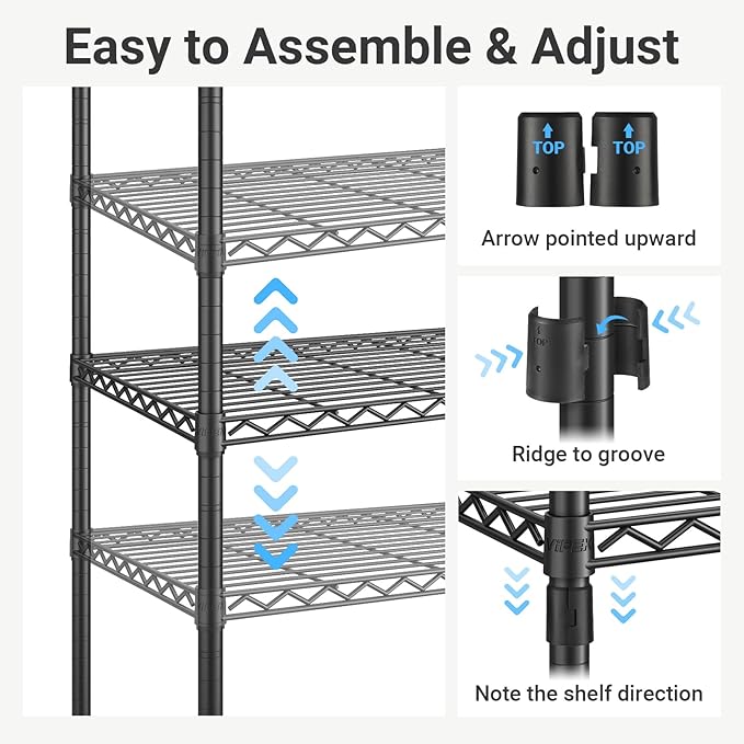 VIPEK X3 Plus Large Expandable Closet Rack Adjustable from 5'10" to 8'8" with Extendable Shelves and Hanger Rods, Freestanding Clothing Racks Modular Closet Systems Wardrobe, Max Load 1360LBS, Black