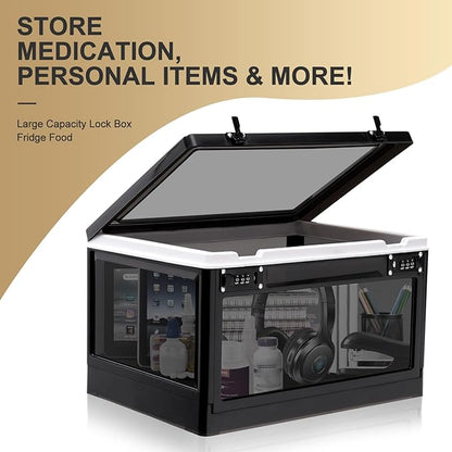 Lalifebuss Large Lock Box for Personal Items, 24 Litre Combination Lockable Storage Box for Office Locker/School/Medicine/Snacks/Phone Jail/Electronic/Home (Black&White)
