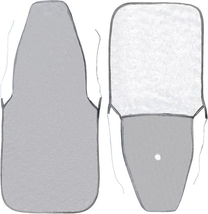 Heat-Resistant Ironing Board Cover - Waterproof, Non-Slip, Machine-Washable Cotton Pad for Foldable Boards 12x32 Inch, Durable & Easy-Change Design (Light Gray)