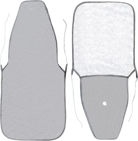 Heat-Resistant Ironing Board Cover - Waterproof, Non-Slip, Machine-Washable Cotton Pad for Foldable Boards 12x32 Inch, Durable & Easy-Change Design (Light Gray)
