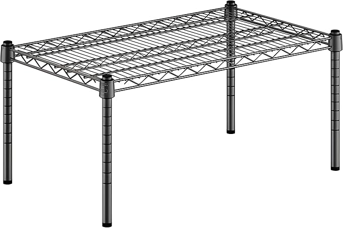 18" x 30" x 14" Black Epoxy Wire Storage Shelf, Dunnage Rack, Commercial 1 Tier Small Shelf