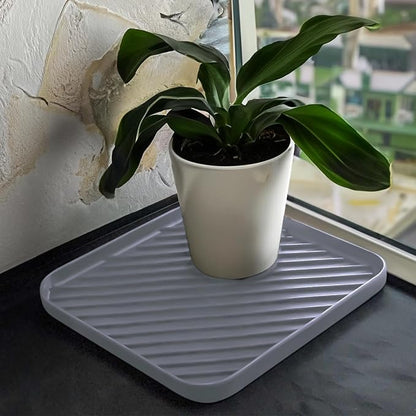 Silicone Organizer Tray for Kitchen Sink and Bathroom, Dishwasher Tray, Versatile Bathroom and Drawer Organizer Trays, Non-Slip Countertop （Gray）