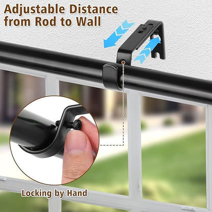 Heavy Duty Wall Mount Brackets - Adjustable Iron Curtain Rod Holders for 1" Rods, Complete Hardware Kit with Screws & Anchors (2 Pack)