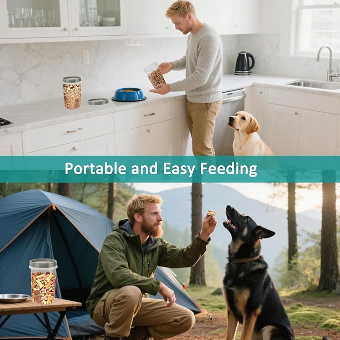 3 Pack Dog Treat Container - Airtight Dog Treat Holder with Lid - Reusable Cat Treat Container - Cute Dogs Cat Treat Cookie Container Set - Plastic Pet Dogs Cats Food Storage Container - Grey Green