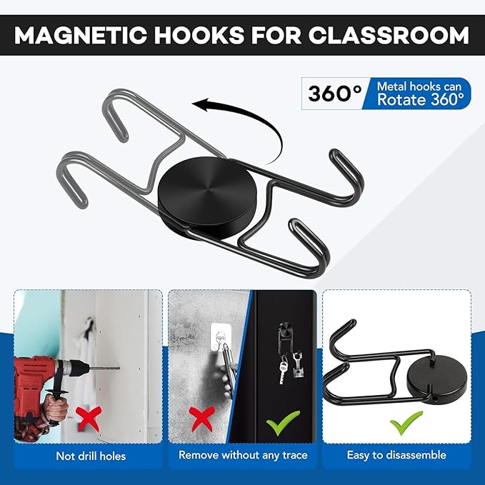 LOVIMAG Magnetic Hooks, 80lbs+ 2026 Cruise Cabin Ship Essentials Magnet Hook Heavy Duty Strong Magnets Refrigerator Fridge Hanging for Classroom Beach Vacation Kitchen Home Must Haves 10 Pcs (Black)