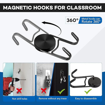 LOVIMAG Magnetic Hooks, 80lbs+ 2026 Cruise Cabin Ship Essentials Magnet Hook Heavy Duty Strong Magnets Refrigerator Fridge Hanging for Classroom Beach Vacation Kitchen Home Must Haves 10 Pcs (Black)