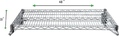 Heavy Duty Chrome Wire Wall Shelf – NSF Certified Commercial Storage Rack with Mounting Brackets – Steel Wire Shelf for Kitchen, Restaurant, Garage, or Pantry (18" x 48")