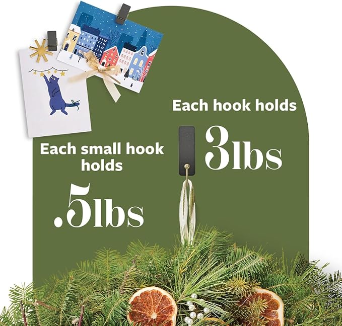 Command Mixed Hooks Pack, 10 Soot, 12 Strips (2 Medium Hooks, 8 Spring Clips), for Hanging Christmas Decorations