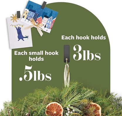 Command Mixed Hooks Pack, 10 Soot, 12 Strips (2 Medium Hooks, 8 Spring Clips), for Hanging Christmas Decorations