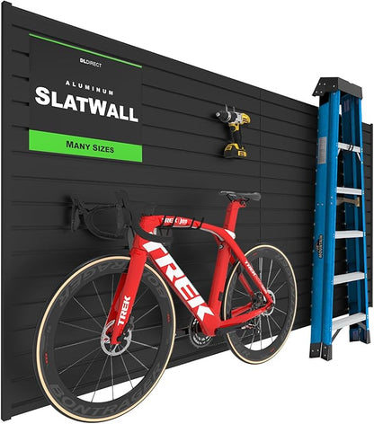 DLDIRECT Aluminum Slatwall Panel Garage Wall Organizer Heavy Duty Wall Mounted Slat Wall Rack, Interlocking Paneling for Garage Wall Slat Board Storage System - Black (2'H x 4'W)