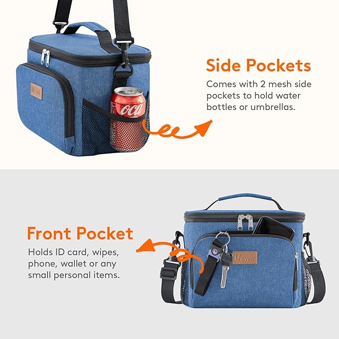 Lifewit Reusable Insulated Lunch Bag, Portable Cooler Freezable Soft Lunchbox Leakproof with Adjustable Shoulder Strap for Men Women Adult for Work Picnic or Travel, 9L 12 Can, Dark Blue