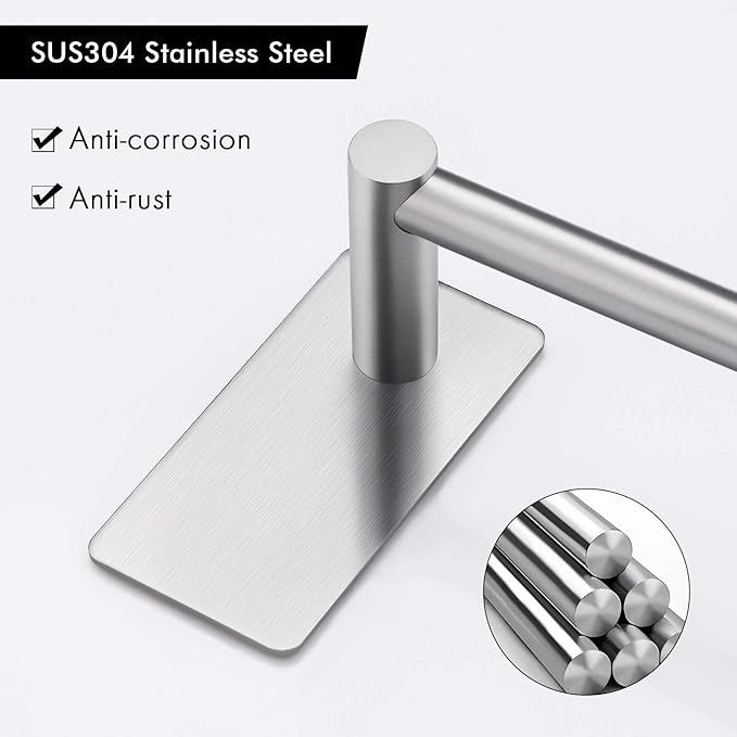 KES Adhesive Towel Bar 9-Inch No Drill Towel Bar Towel Rack for Kitchen SUS304 Stainless Steel Brushed Finish, A7000S23-2