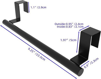 Cabinet Door Towel Holder, Over Cabinet Towel Bar, Stainless Steel Dish Towel Holder for Cabinet Door Kicthen Towel Rack, Matte Black 2 Pack