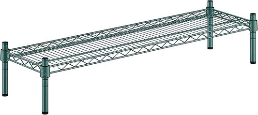 12" x 42" x 8" Green Epoxy Wire Storage Shelf, Dunnage Rack, Commercial 1 Tier Small Shelf
