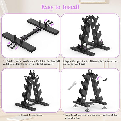 TomCare 6-Tier|5-Tier|4-Tier Dumbbell Rack Stand Only, Weight Rack for Home Gym Storage Stand for Weights Metal A-Frame Strength Training Dumbbell Holder with Handle (Dumbells not Included)