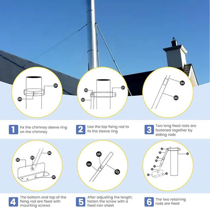2025 Update Silver Plated High-End Ebusin 10" Extended Roof Bracket Supports Chimney Stove Pipe for DuraVent Triple Wall 6" I.D,Suitable for All Outer Diameters of 10", Stability Against Wind & Snow