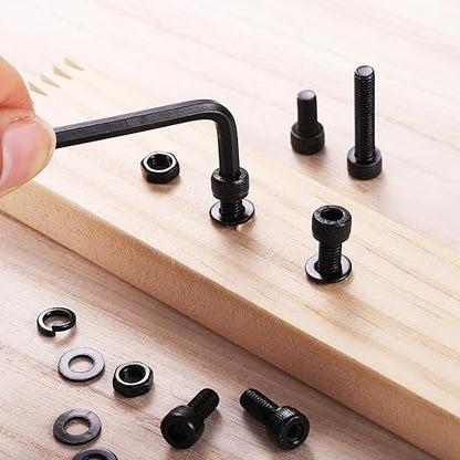 260 Pcs M5 Screws Assortment Kit, M5x 8/10/12/16/20/25/30/35mm M5 Bolts Kit 12.9 Alloy Steel Nuts and Bolts Assortment Kit Black Zinc Plated Hex Socket Head Screws Nuts Bolts and Washers Set
