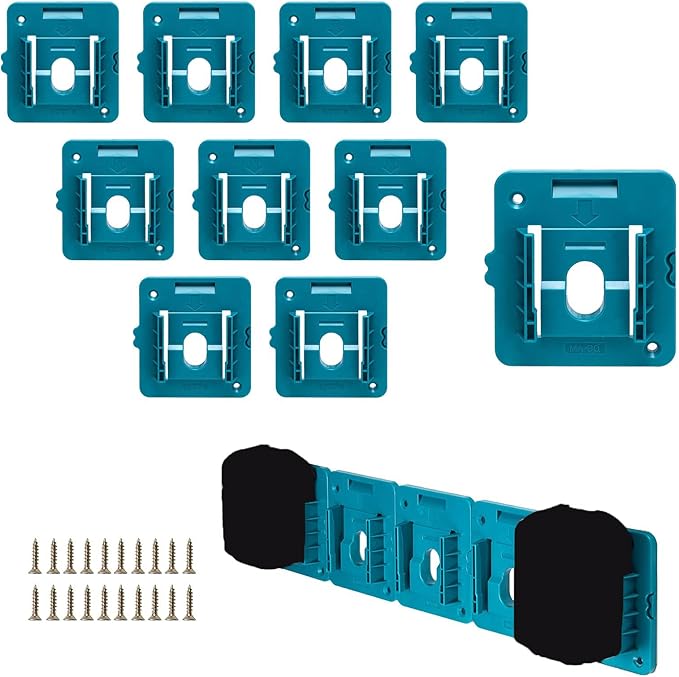 Battery Mount Holder Work for Makita 18V Batteries, Wall Mounts Hanger Fit for BL1860 BL1850 BL1840 BL1830, Organize Garage/Workshop/Work Truck(10 Pack,w/20 Screws, No Battery)